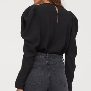 Black Puff-Sleeved Blouse- H&M